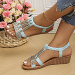 Shoes for Women Summer Women Wedge Bohemia Rhinestones Casual Platform Sandals Female Peep Toe Outdoor Beach Shoes 2026
