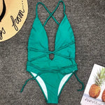 Sexy Deep V Neck Wrap Around Female Swimwear One Piece Swimsuit Women Backless Monokini High Leg Cut Bathing Suit Swim Beachwear