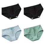 4Pcs/Set Women Cotton Panties Low Waist Briefs Breathable Comfort Underwear Sexy Lingerie Solid Color Underpants Intimates M-XL