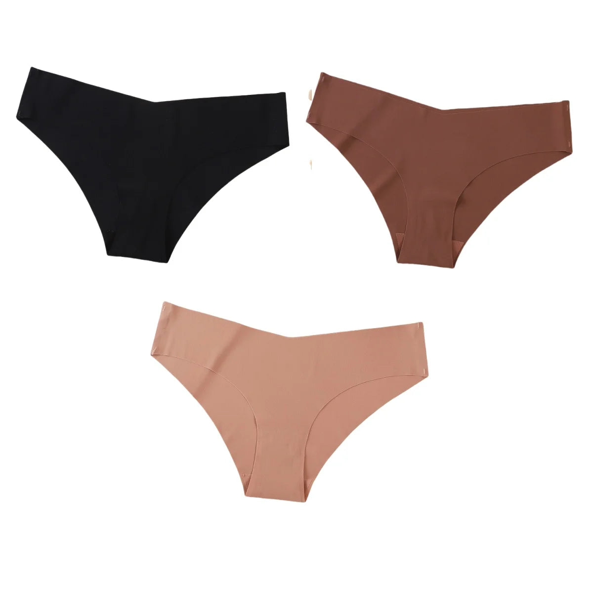 3Pcs/Set Women Seamless Low Rise Bikini Panties Ice Silk Fabric Briefs No Show Underpants Invisible Panties Sexy Lingerie XS-XL