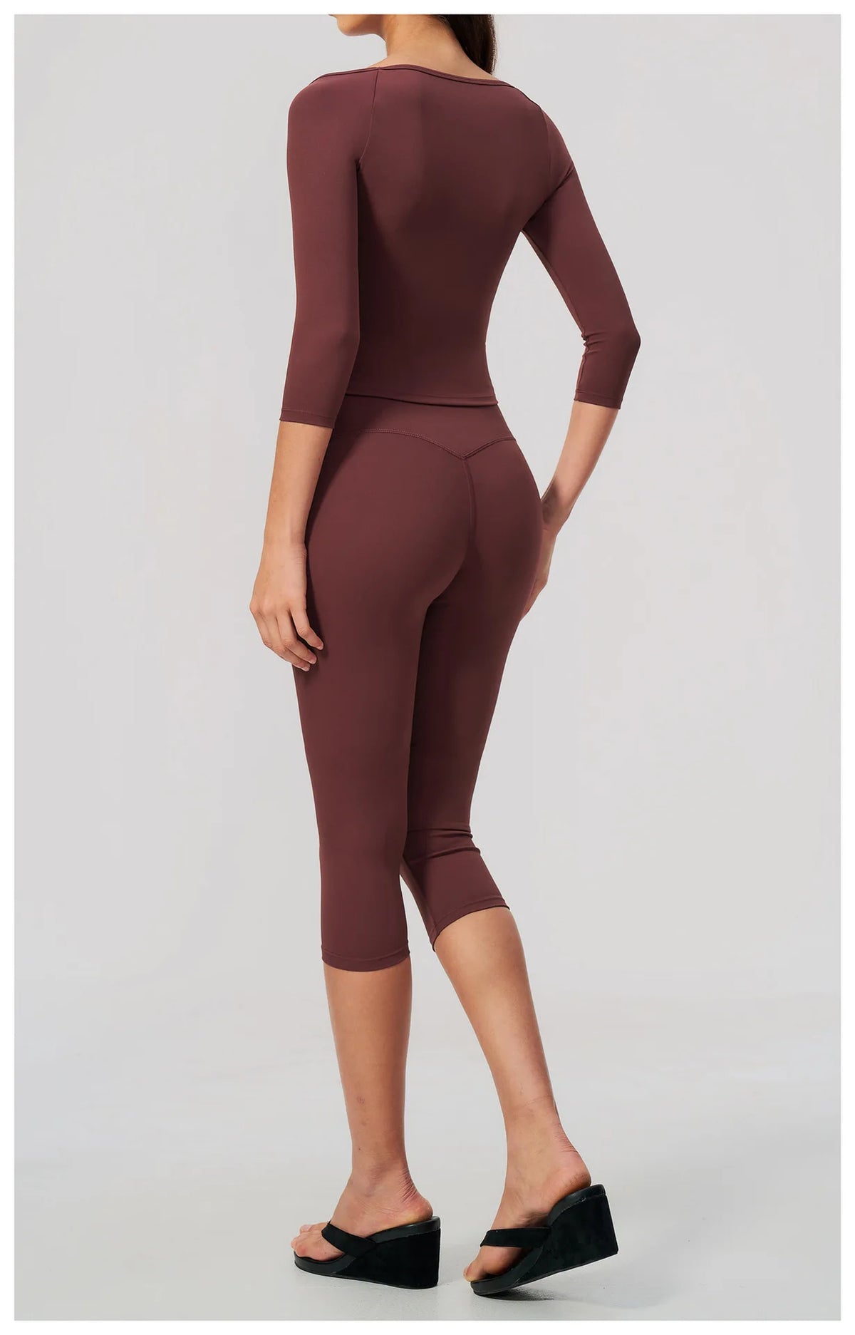 Fashion Mid Sleeve T-shirt Yoga Suits Tight Fitting Slim Sports Tops High Waist Peach Hip Mid Pants Gym Running Fitness Outfits