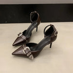 Pointed Toe Pumps WomenShoes Fashion Luxuy Footwear Female Ankle Strap Shoes Ladies High Heels Sandals 2025