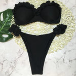 Leopard Ruffled Bra Cup Bikini 2025 Women Bandeau Swimsuit Female Swimwear Two Pieces Bikini Set Push Up Bathing Suit Swim Lady