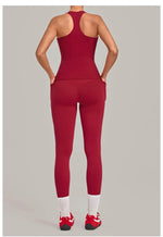 Women's Seamless Yoga Sets Sports Fitness Hip-lifting High Waist Pant Sleeveless Backless Suits Workout Running Leggings Sets