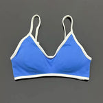 Contrastline Bra Women Backless Knitted Sports Bra Solid Color Gym Fitness Top With Chest Cushion Sexy Suspender Yoga Sports Bra