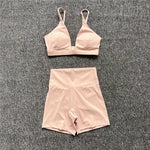 1/2PCS Women's Contour Crop Sport Bra Yoga Sets High Waist Scrunch Fitness Push-Up Gym Workout Shorts Running Active Suits XP187