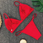 DEKA Women Sexy Solid Mini Micro Bikini Set Push-up padded Bra Thong Split Swimwear Female Bandage Bathing Suit Lacing Swimsuit