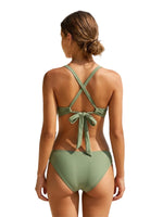 Women 2 Piece Bikini Set Fashion Solid Color Sleeveless Tie up Front Bra and Low Waist Briefs Summer Holiday Bathing Suit