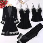 Korean Style Gold Velvet Sleepwear Women's Spring Autumn Stripe Sexy Strap Home Clothes Set Long Sleeve V-neck Home Suit 2025