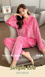Autumn and winter new gold velvet pajamas V-neck Korean velvet sweet and sexy lace home clothes