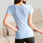 Women's Mesh Sports Fitness T-Shirt Quick Dry round Neck Pullover Short Sleeve Breathable Yoga Top for Workout And Fitness