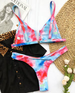 S - XL Splicing V Shaped Thong Bikini Women Swimsuit Female Swimwear Two Pieces Bikini Set Bather Push Up Bathing Suit Swim Lady