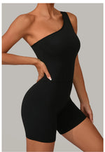 One Shoulder Women Sports Jumpsuit Sleeveless Yoga Rompers Backless Sportswear Women Workout One Piece Bodysuits Female