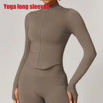 Ribbed Yoga Tops Women's Standing Collar Yoga Long Sleeved Sports Jacket Running Training Fitness Top Gym Workout Running Shirt