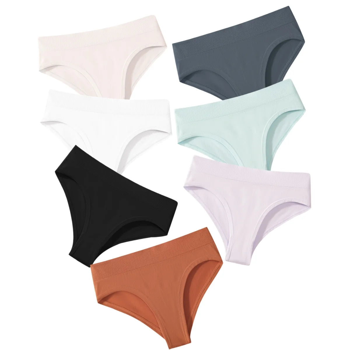 7Pcs/Set Panties Women Seamless Underwear High Rise Briefs Female Underpants Solid Color S-XXXL Sexy Lingerie Comfort Intimates