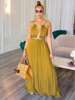 2025 Women's Dress Summer Holiday Solid Long Dresses Sexy Drawstring Lace Up Sleeveless Vestidos Para Mujer Club Party Outfits