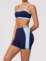 Summer Color Blocking Yoga Suit Women Shockproof Slim Sports Bra High Waist Hip Lift Shorts Gym Running Fitness Sets Tracksuit