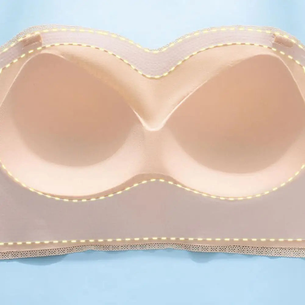 Women Bra Anti-slip Push Up Front Closure Invisible Tube Top Bra Solid Color Elastic Lady Bandeau Bra Women Underwear