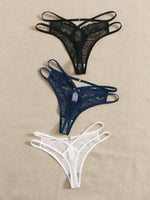 3 Pcs Multi-color Sexy Lace Thong Solid Color Underwear Seasonal thong for women clothing Spring/summer New Product C937-1