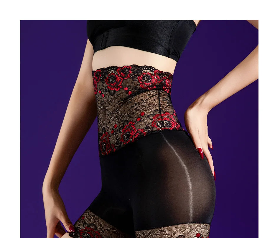 High Lace Waist Sexy Panties 5D Oil Shiny Glossy Sheer See Through Boxers Package Hip Boyshort Woman Safety Shorts Underwear