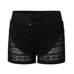 Women Solid Black Bikini Bottom Sexy Mesh Wide Leg Swimming Trunks Hollow Out High Waisted Two Piece Separates 2026 Beachwear
