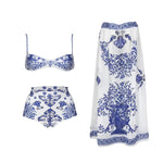 Retro 2Pcs One Piece Swimsuit Women Sexy Bikini Push Up Swimwear Female Halter Swim Suit Bandeau Biquini Beachwear Bathingsuit
