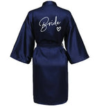 Wedding Party Team Bride Robe With Black Letters Kimono Satin Pajamas Bridesmaid Bathrobe SP001