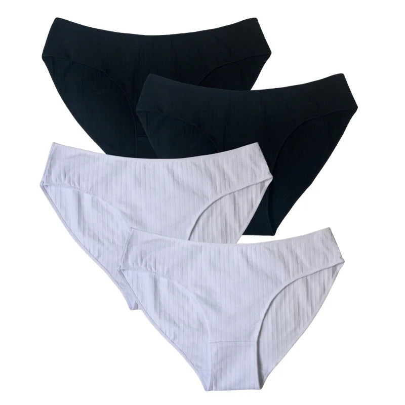 4Pcs/Set Women Low Rise Briefs Women's Cotton Panties Female Underpants Comfort Panties Sexy Lingerie M-XL Underwear