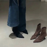 Vintage Women Ankle Boots Fashion Pointed Toe Thin High Heels Shoes Party Prom Elastic Slim Botas Para Mujer 2025 New