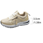 Casual Lace-Up Platform Sneakers for Women Autumn 2025 Solid Plus Size Shoes Woman Non-Slip Zip Female Sports Shoes