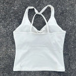 Solid Color Cross Back Tank Top Women Fitness Sport Bra Top Soft Tight Comprehensive Training Gym Yoga Underwear With Chest Pad
