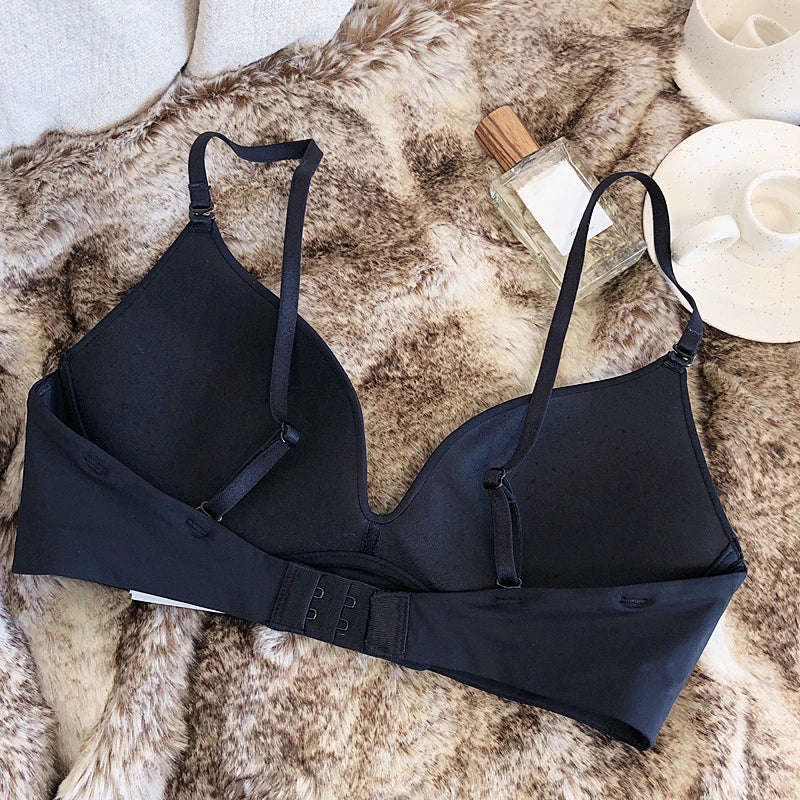 Seamless Underwear for Women Sexy Small Breast Push Up Bra Wireless Breathable Lingerie Backless Comfort Adjustable Brassiere