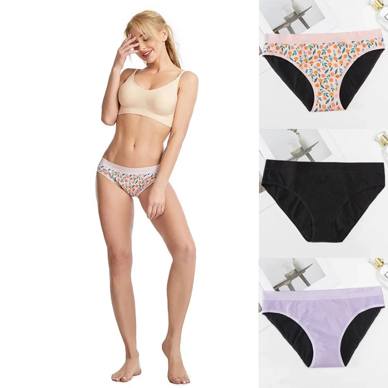 Fruit Print Menstrual Panties Physiological Leakproof Women's Underpants 4-Layer Antibacterial Leak-Proof Female Underpants