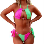 DEKA Neck Rhinestones Bikini Set Patchwork Swimsuit Women's Diamond Swimwear Push Up Female Beach Swimming Wear Bathing Suits
