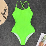 Criss Cross Backless Women Swimwear One Piece Swimsuit Female Monokini High Cut Leg Bather Bathing Suit Swim Beach Wear Lady