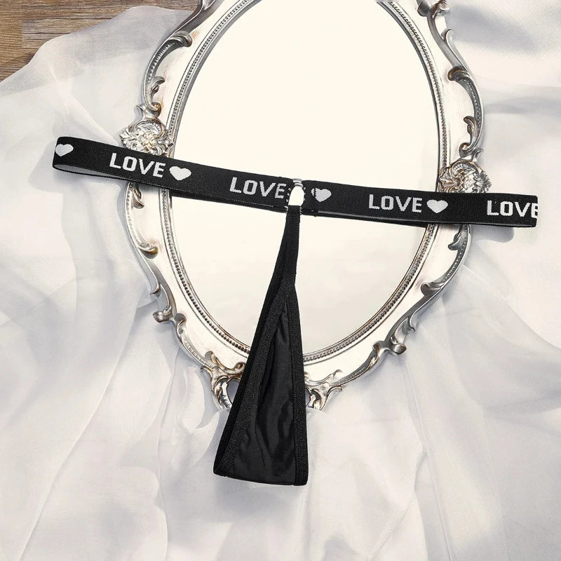 1pcs Letter Low Waist Fashion Sexy Women Thongs Sexy Lingerie Breathable Lady G-string Underwear T-back Black Female Panties
