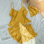 Women's Silk Comfortable Strap Sleepwear Thin Vest Shorts Home Clothes Set Sexy Sleepwear Breathable Lightweight Nightgown