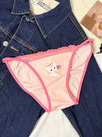 Cotton Girls Panties Cute Cat Sexy Japanese Lace Women Briefs Lady ThongUnderwear G String Female Low Waist Lingerie