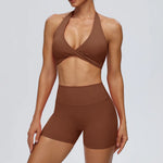 STOUREG Women's Yoga Shorts Set Sports Bra High Waist Tight Gym Running Workout 2 Piece Quick Dry Fitness Activewear