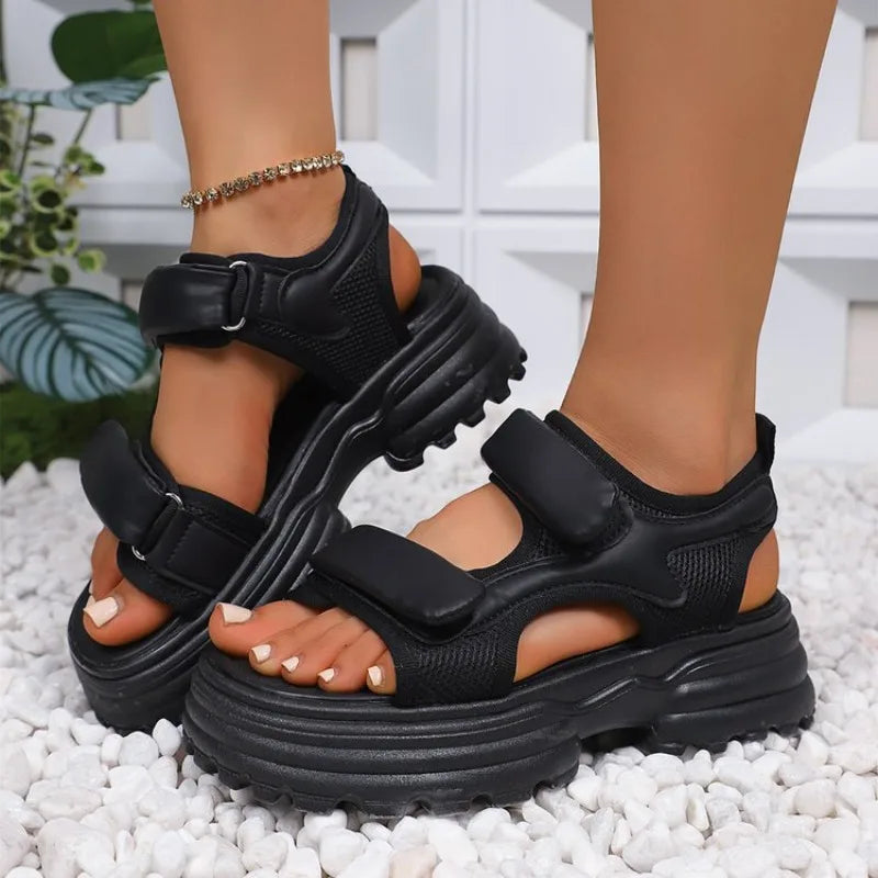 2026 Summer Women Sandals Casual Shoes Thick-Soled Hook-loop Sandalias Open Toe Beach Shoes for Women New Zapatos Mujer J687