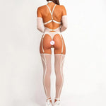Toucheart Erotic Lingerie Fashionable and Comfortable Mesh See-through Bodyshaping Adjustable Sexy Underwear Split Five-pieceset