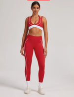 Women's Yoga Sets Sports Fitness V-Neck Halter Sports Bra Color-Block Hip-lifting Pants Suits Running Training Workout Gym Sets