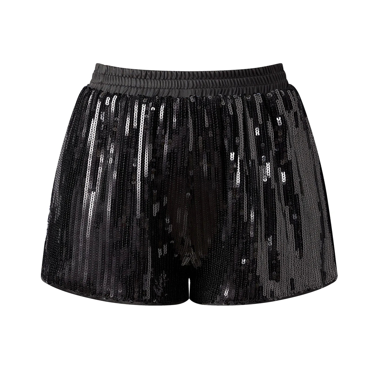 Women's Solid Color Sequin Mini Shorts Summer Fashionable Elastic Waist Going Out Micro Shorts