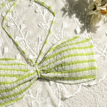 Striped Print String Halter Bandeau Bikinis Sets 2026 Sexy Swimsuit Women Ruched Swimwear Bathing Suit Brazilian Bikini Mujer