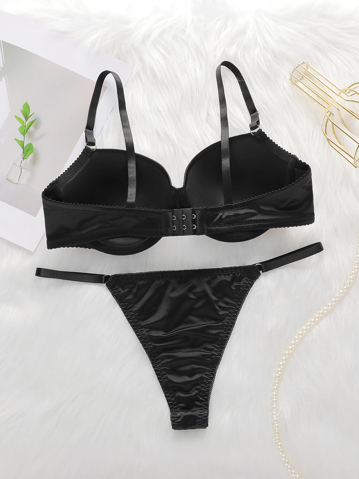The Best-selling Sexy Gathering Solid color bra underwear with adjustable waist circumference Two-piece Women Underwear Set 2374