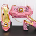 Doershow African fashion Italian Shoes And Bag Sets For Evening Party With Stones gold Italian Handbags Match Bags!HW1-1