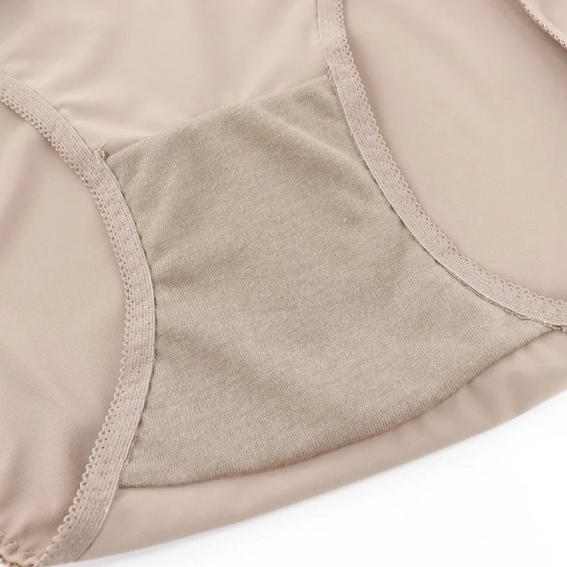 Beauwear Ultra Thin Elastic High Waist Panties for Women Underwear Ladies Big Size Briefs Plus Size Satin Sexy Female Panties