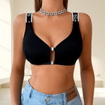1pc Printed Letter Sexy Women's Bras Shoulder Strap Breathable Camisole Hollow Out Lingerie Padless Bras Athletic Vest Underwear