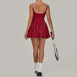 Tennis Dress for Women with Built in Shorts Womens Athletic Dresses Sleeveless Boat Neck Active Workout Skort Dress