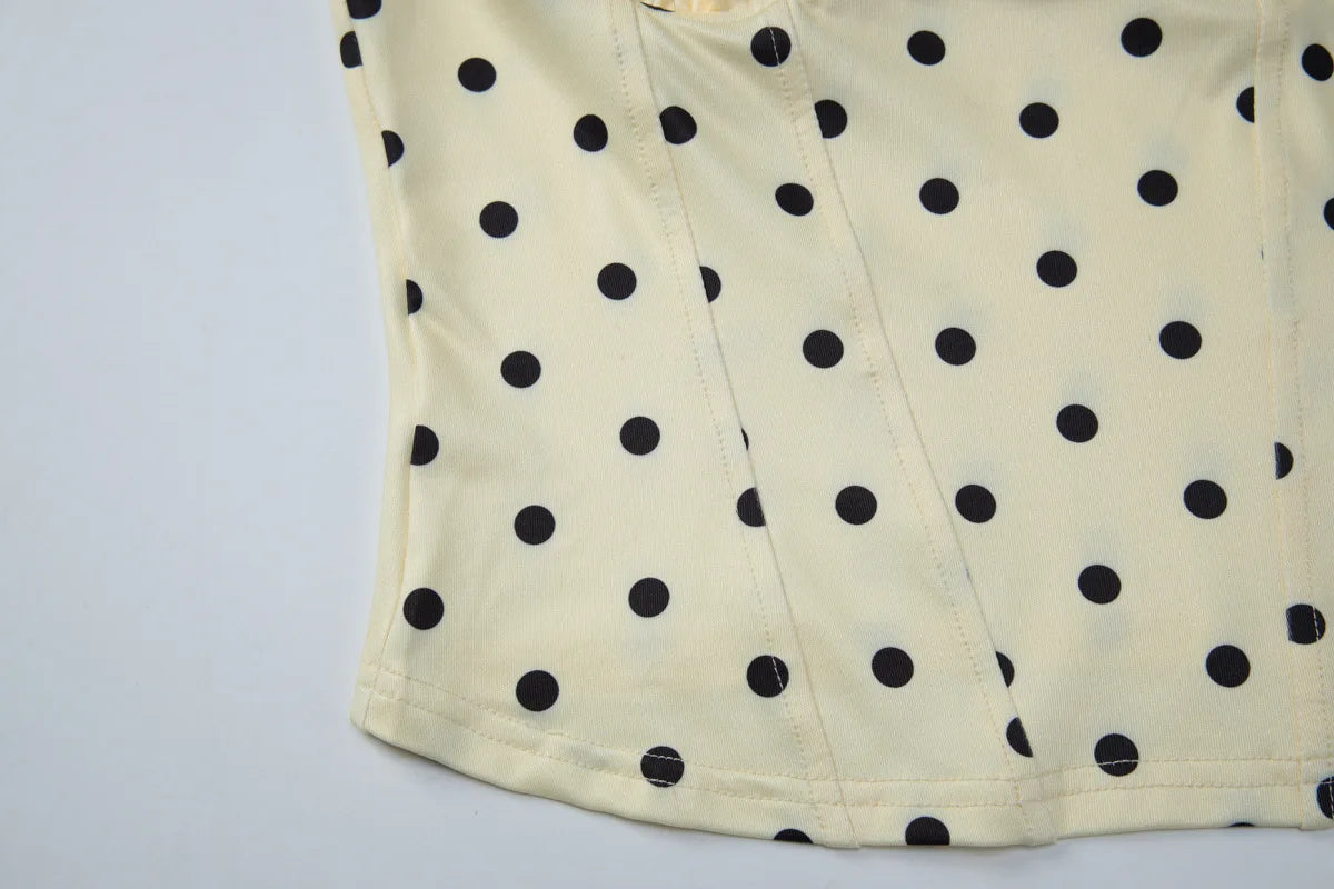 FDYOUI 2026 Summer Women's Polka Dot Camisoles Fashion Sexy Sleeveless T-shirt Backless Slim Corset Female Crop Tops Streetwear